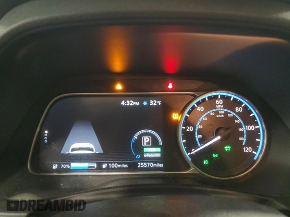 2020 Nissan LEAF SV Plus with VIN 1N4BZ1CP8LC308684, listed as a Copart auction lot 44650975 with 25,570 mi miles and Salvage Title. Bid and sale history available at DreamBid. Image 9.