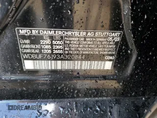 2003 Mercedes-Benz E-Class 5.5L AMG with VIN WDBUF76J93A320844, listed as a Copart auction lot 74508154 with 0 mi miles and Non Repairable. Bid and sale history available at carsss.com. Image 13.