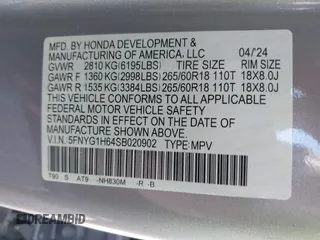 2025 Honda Pilot TrailSport z VIN 5FNYG1H64SB020902, wystawiony jako IAAI lot #42455539 z przebiegiem 11 645 mil mil oraz . Historia ofert i sprzedaży dostępna na DreamBid. Obrazek 9.