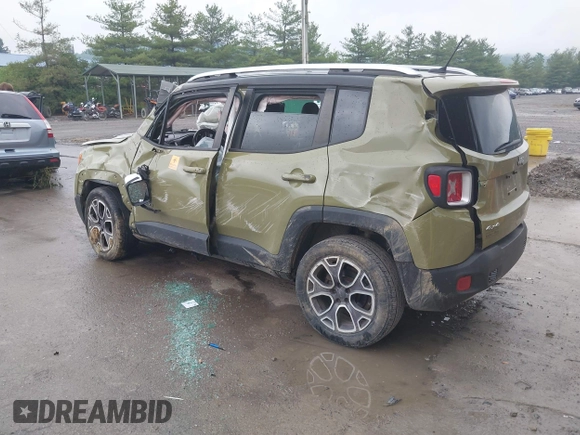 2015 Jeep Renegade Limited with VIN ZACCJBDT0FPB65261, listed as a IAAI auction lot 42523311 with 113,139 mi miles and . Bid and sale history available at DreamBid. Image 3.