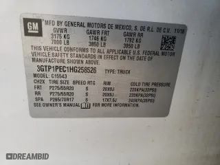 2017 GMC Sierra 1500 Denali with VIN 3GTP1PEC1HG258526, listed as a Copart auction lot 50223725 with 130,337 mi miles and Salvage Title. Bid and sale history available at carsss.com. Image 12.