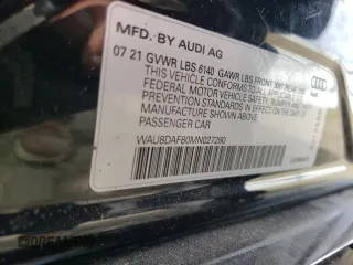 2021 Audi A8 with VIN WAU8DAF80MN027280, listed as a Copart auction lot 50757015 with 47,181 mi miles and Salvage Title. Bid and sale history available at carsss.com. Image 12.