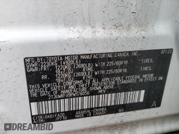 2023 Toyota RAV4 Hybrid XLE with VIN 2T3UWRFV9PW176056, listed as a Copart auction lot 44119305 with 31,794 mi miles and Salvage Title. Bid and sale history available at carsss.com. Image 13.