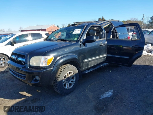 2005 Toyota Sequoia SR5 with VIN 5TDBT44A35S246264, listed as a IAAI auction lot 41558630 with 149,548 mi miles and . Bid and sale history available at DreamBid. Image 2.