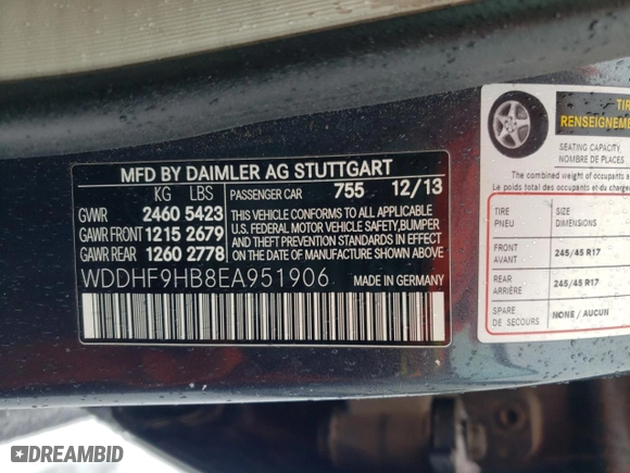 2014 Mercedes-Benz E-Class E 250 BlueTEC Luxury with VIN WDDHF9HB8EA951906, listed as a Copart auction lot 42671835 with 131,486 mi miles and Clean Title. Bid and sale history available at carsss.com. Image 12.