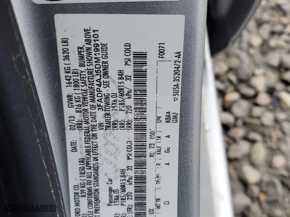2013 Ford Fiesta S with VIN 3FADP4AJ5DM199101, listed as a Copart auction lot 43119355 with 125,274 mi miles and Salvage Title. Bid and sale history available at carsss.com. Image 12.