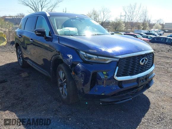 2023 Infiniti QX60 Luxe z VIN 5N1DL1FS3PC358124, wystawiony jako IAAI lot #41985237 z przebiegiem 17 259 mil mil oraz . Historia ofert i sprzedaży dostępna na DreamBid. Obrazek 1.