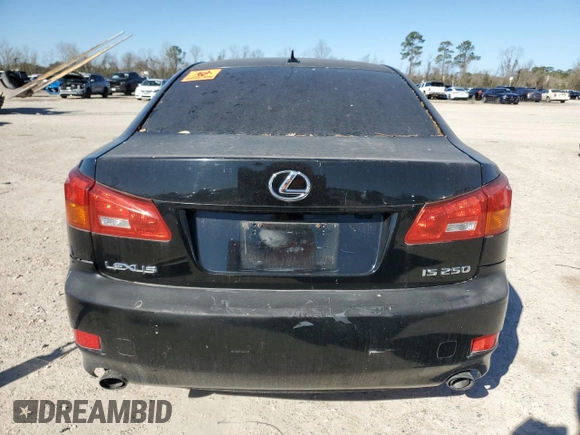 2008 Lexus IS with VIN JTHBK262482068517, listed as a Copart auction lot 46473535 with 200,763 mi miles and Salvage Title. Bid and sale history available at carsss.com. Image 6.