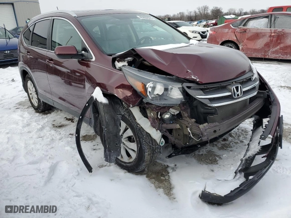 2013 Honda CR-V EX-L with VIN 5J6RM4H74DL071950, listed as a Copart auction lot 45602835 with 75,636 mi miles and Salvage Title. Bid and sale history available at carsss.com. Image 4.