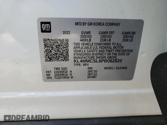 2023 Buick Encore GX Preferred with VIN KL4MMCSL6PB062820, listed as a Copart auction lot 60439205 with 25,813 mi miles and Non repairable. Bid and sale history available at DreamBid. Image 13.