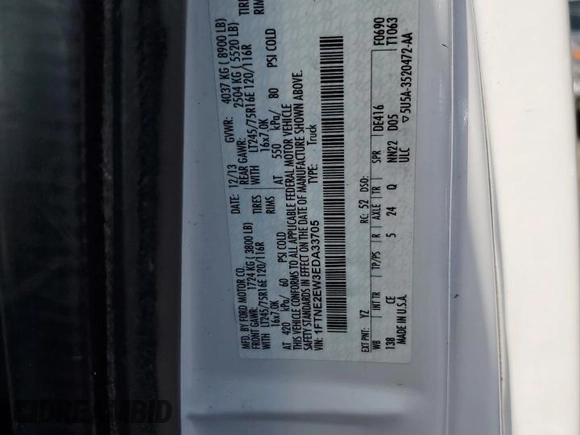 2014 Ford Econoline Cargo Commercial with VIN 1FTNE2EW3EDA33705, listed as a Copart auction lot 60919935 with 174,371 mi miles and Salvage title. Bid and sale history available at DreamBid. Image 13.