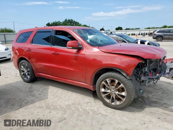 2019 Dodge Durango GT Plus z VIN 1C4RDHDG8KC650407, wystawiony jako Copart lot #60932145 z przebiegiem Nie podano mil oraz Czysty tytuł • Clean title. Historia ofert i sprzedaży dostępna na DreamBid. Obrazek 4.