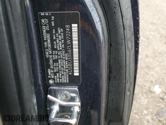 2007 BMW Z4 3.0i with VIN 4USBU33567LW72248, listed as a Copart auction lot 77767364 with 0 mi miles and Salvage Title. Bid and sale history available at carsss.com. Image 12.