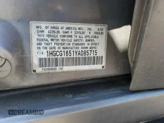 2000 Honda Accord EX с VIN 1HGCG1651YA085715, выставлен на аукционе Copart как лот 56040745 с пробегом 316 369 миль миль и Списание • Salvage title. История ставок и продаж доступна на DreamBid. Изображение 12.
