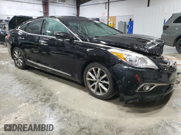 2016 Hyundai Azera with VIN KMHFG4JG8GA555447, listed as a Copart auction lot 45010475 with 96,531 mi miles and Salvage title. Bid and sale history available at DreamBid. Image 4.