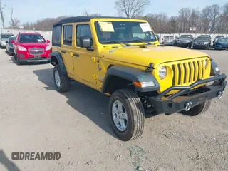 2019 Jeep Wrangler Unlimited Sport S with VIN 1C4HJXDG4KW579364, listed as a IAAI auction lot 41809318 with 22,370 mi miles and . Bid and sale history available at DreamBid. Image 1.