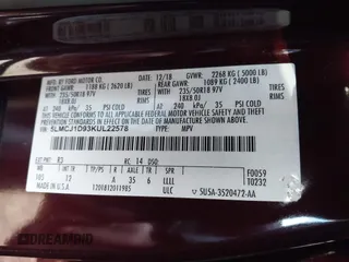 2019 Lincoln MKC Premiere with VIN 5LMCJ1D93KUL22578, listed as a IAAI auction lot 41185166 with 45,921 mi miles. Bid and sale history available at carsss.com. Image 9.