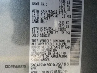 2016 Nissan Pathfinder Platinum with VIN 5N1AR2MM7GC639788, listed as a Copart auction lot 51359145 with 111,331 mi miles and Salvage Title. Bid and sale history available at carsss.com. Image 15.
