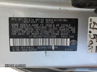 2009 Toyota Camry with VIN 4T1BE46K79U322906, listed as a Copart auction lot 52097395 with 136,363 mi miles and Salvage Title. Bid and sale history available at carsss.com. Image 12.