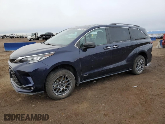 2021 Toyota Sienna XSE with VIN 5TDDSKFC1MS029907, listed as a Copart auction lot 49512965 with 64,350 mi miles and Salvage Title. Bid and sale history available at carsss.com. Image 1.
