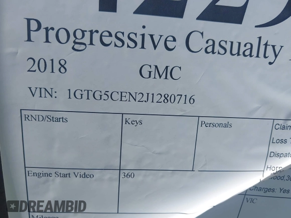 2018 GMC Canyon 2WD SLE z VIN 1GTG5CEN2J1280716, wystawiony jako IAAI lot #42295776 z przebiegiem Nie podano mil oraz . Historia ofert i sprzedaży dostępna na DreamBid. Obrazek 9.