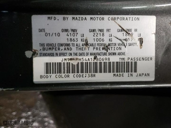 2010 Mazda Mazda3 s Grand Touring with VIN JM1BL1H54A1280698, listed as a Copart auction lot 45485915 with NaN miles and Salvage Title. Bid and sale history available at carsss.com. Image 12.