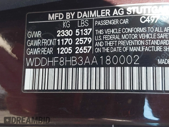 2010 Mercedes-Benz E 350 Luxury z VIN WDDHF8HB3AA180002, wystawiony jako IAAI lot #42760066 z przebiegiem 207 067 mil mil oraz . Historia ofert i sprzedaży dostępna na DreamBid. Obrazek 9.