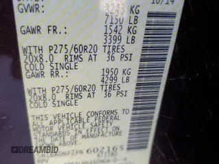 2015 Nissan Armada Platinum z VIN 5N1BA0NF2FN602165, wystawiony jako Copart lot #81283414 z przebiegiem Nie podano mil oraz Szkoda całkowita • Salvage title. Historia ofert i sprzedaży dostępna na DreamBid. Obrazek 14.
