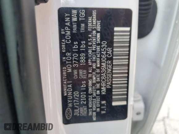 2021 Hyundai Venue SEL with VIN KMHRC8A36MU064530, listed as a Copart auction lot 59814905 with 40,310 mi miles and Salvage title. Bid and sale history available at DreamBid. Image 14.