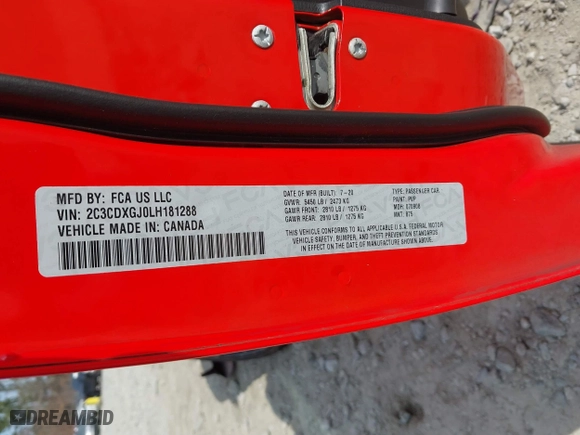 2020 Dodge Charger Scat Pack with VIN 2C3CDXGJ0LH181288, listed as a IAAI auction lot 41501822 with 48,382 mi miles. Bid and sale history available at carsss.com. Image 9.