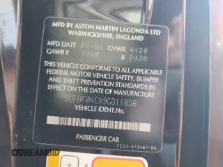 2009 Aston Martin Vantage z VIN SCFBF04CX9GD11858, wystawiony jako Copart lot #53907885 z przebiegiem 87 495 mil mil oraz Szkody całkowita. Historia ofert i sprzedaży dostępna na DreamBid. Obrazek 12.