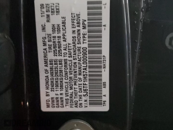 2010 Honda Accord Crosstour EX-L with VIN 5J6TF1H57AL000900, listed as a Copart auction lot 79200324 with 247,676 mi miles and Salvage Title. Bid and sale history available at carsss.com. Image 14.
