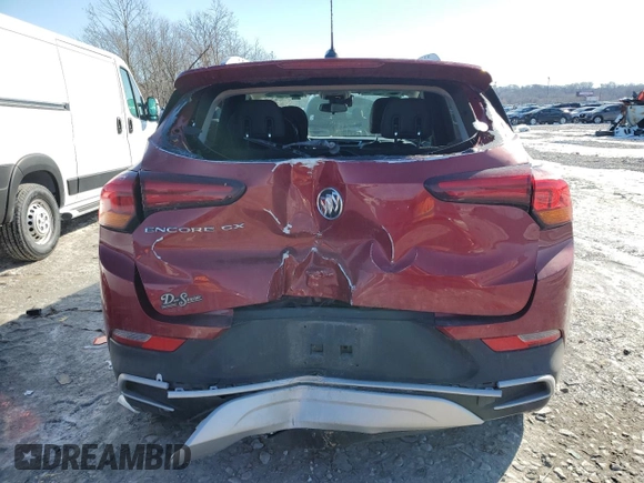 2020 Buick Encore GX Select with VIN KL4MMDS22LB072557, listed as a Copart auction lot 89300065 with 50,922 mi miles and Salvage title. Bid and sale history available at DreamBid. Image 6.