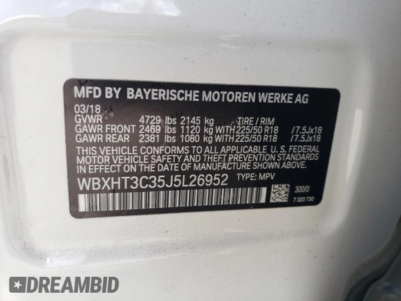 2018 BMW X1 xDrive28i with VIN WBXHT3C35J5L26952, listed as a Copart auction lot 51715035 with 63,306 mi miles and Salvage Title. Bid and sale history available at carsss.com. Image 13.