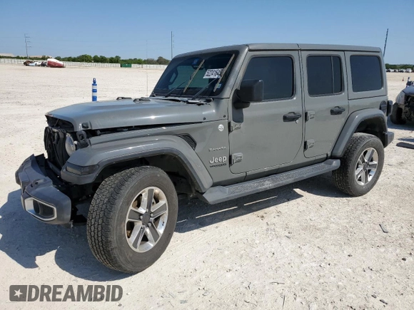 2022 Jeep Wrangler Unlimited Sahara with VIN 1C4HJXEG8NW164969, listed as a Copart auction lot 52241645 with 64,263 mi miles and Salvage title. Bid and sale history available at DreamBid. Image 1.