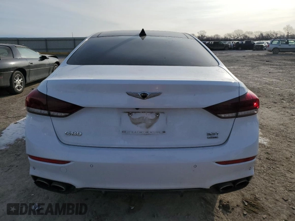 2018 Genesis G80 Sport with VIN KMHGN4JB1JU233446, listed as a Copart auction lot 44555625 with 89,291 mi miles and Salvage title. Bid and sale history available at DreamBid. Image 6.