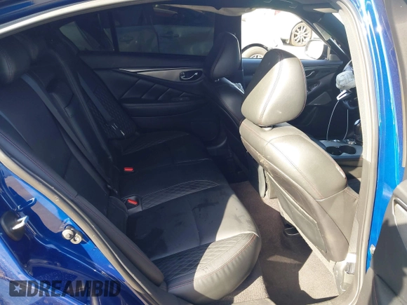 2020 Infiniti Q50 Red Sport 400 with VIN JN1FV7AP5LM630239, listed as a IAAI auction lot 41844794 with 59,042 mi miles and . Bid and sale history available at DreamBid. Image 8.