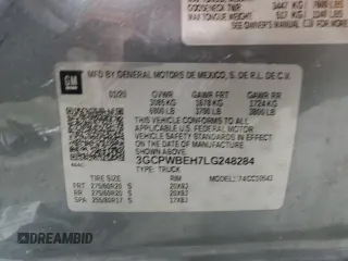 2020 Chevrolet Silverado 1500 Custom with VIN 3GCPWBEH7LG248284, listed as a Copart auction lot 44974775 with 122,275 mi miles and Salvage Title. Bid and sale history available at carsss.com. Image 13.
