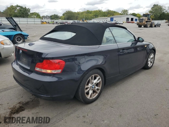 2009 BMW 1 Series 128i with VIN WBAUN13559VH80948, listed as a Copart auction lot 73012384 with 130,694 mi miles and Clean Title. Bid and sale history available at carsss.com. Image 3.