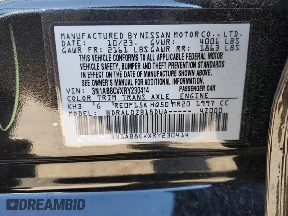 2024 Nissan Sentra SV with VIN 3N1AB8CVXRY230414, listed as a Copart auction lot 45745115 with 8,766 mi miles and Salvage Title. Bid and sale history available at carsss.com. Image 13.