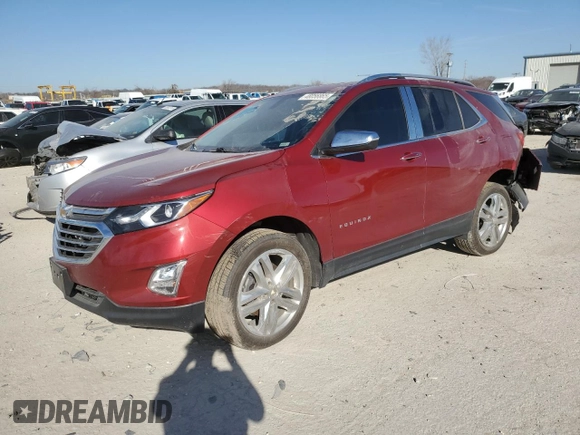 2019 Chevrolet Equinox Premier with VIN 2GNAXYEXXK6261738, listed as a Copart auction lot 48056865 with 69,628 mi miles and Salvage Title. Bid and sale history available at carsss.com. Image 1.
