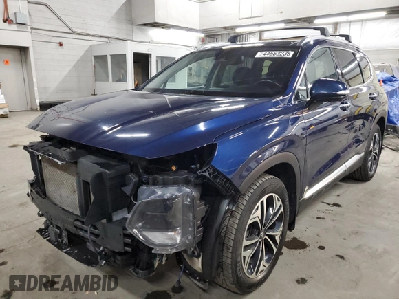 2020 Hyundai Santa Fe SEL with VIN 5NMS3CAA8LH279470, listed as a Copart auction lot 44563235 with 38,159 mi miles and Salvage Title. Bid and sale history available at carsss.com. Image 1.