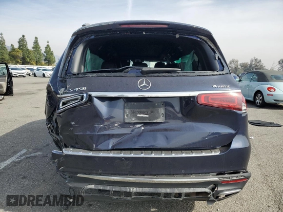 2021 Mercedes-Benz GLS 450 with VIN 4JGFF5KE9MA380689, listed as a Copart auction lot 43480605 with 52,217 mi miles and Salvage title. Bid and sale history available at DreamBid. Image 6.