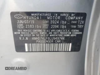 2020 Hyundai Elantra SE with VIN KMHD74LF6LU949744, listed as a Copart auction lot 85661274 with 45,268 mi miles and Salvage Title. Bid and sale history available at carsss.com. Image 12.