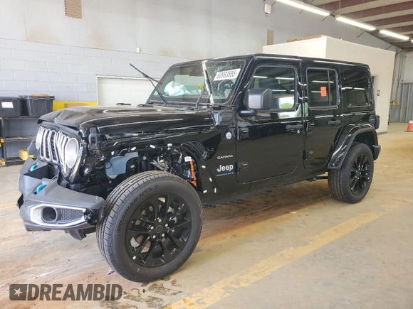 2024 Jeep Wrangler Sahara with VIN 1C4RJXP67RW292134, listed as a Copart auction lot 60993555 with 10,038 mi miles and Salvage title. Bid and sale history available at DreamBid. Image 1.