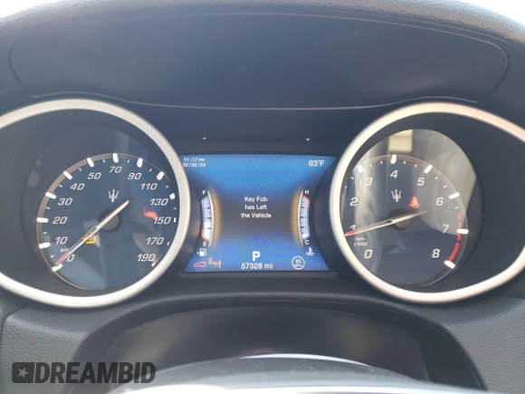 2018 Maserati Ghibli with VIN ZAM57XSA5J1286080, listed as a Copart auction lot 44283304 with 57,328 mi miles. Bid and sale history available at carsss.com. Image 9.
