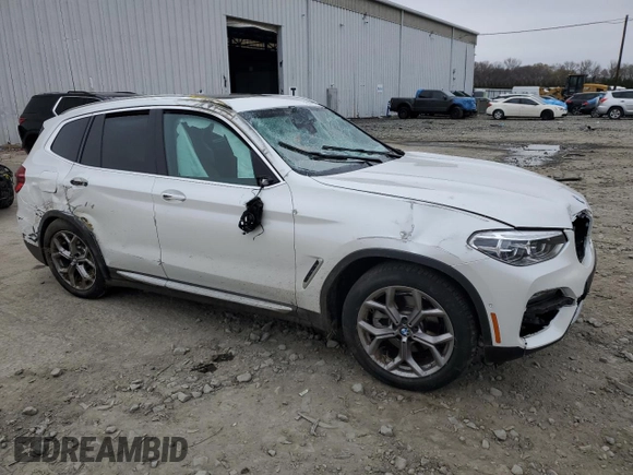 2021 BMW X3 xDrive30i with VIN 5UXTY5C08M9F38091, listed as a Copart auction lot 52566775 with Not Provided miles and Salvage Title. Bid and sale history available at DreamBid. Image 4.