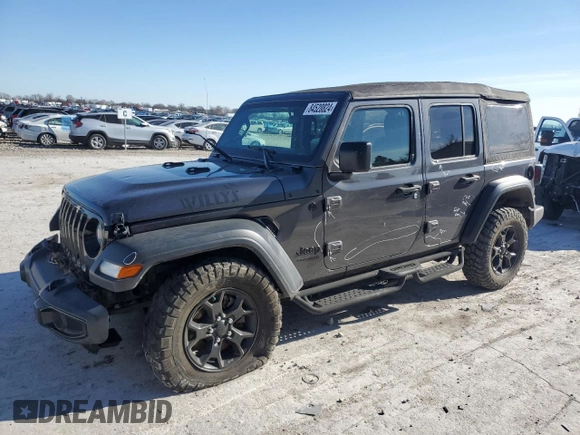 2022 Jeep Wrangler Unlimited Sport S with VIN 1C4HJXDG0NW225815, listed as a Copart auction lot 84528824 with 53,621 mi miles and Salvage Title. Bid and sale history available at carsss.com. Image 1.