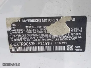 2019 BMW X3 xDrive30i with VIN 5UXTR9C53KLE14519, listed as a IAAI auction lot 41747651 with 141,273 mi miles. Bid and sale history available at carsss.com. Image 9.