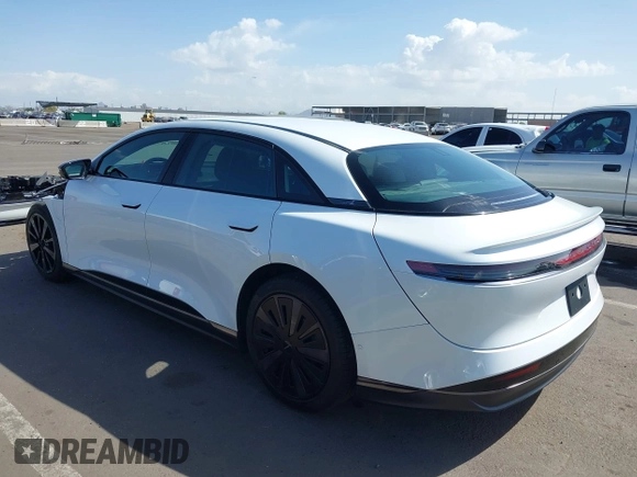 2025 Lucid Air Pure with VIN 50EA1PGA7SA001096, listed as a IAAI auction lot 41950025 with 3,502 mi miles. Bid and sale history available at carsss.com. Image 3.